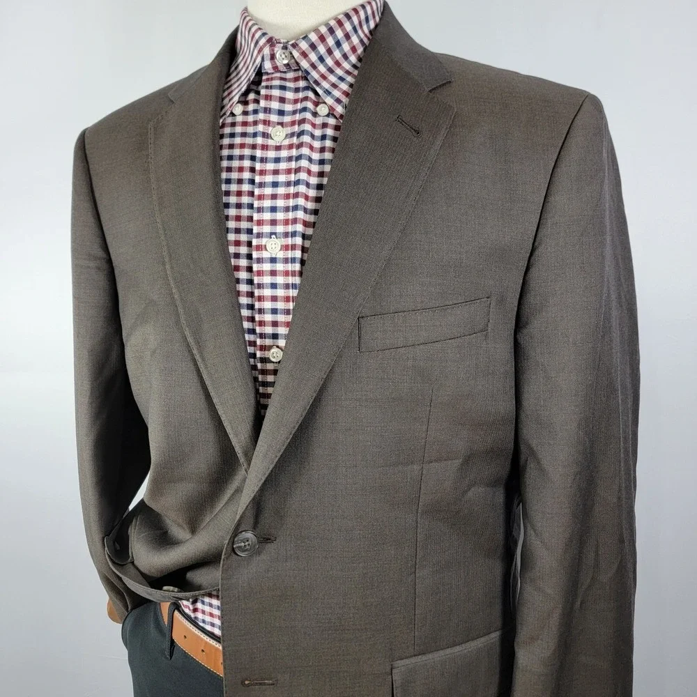 JOS A BANK Chester Men's Sport Coat Blazer Two Button Brown Herringbone Wool 43R